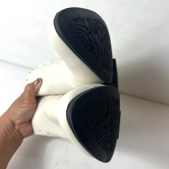 Esprit Ankle Heel Bootie Womens Sz 11 M Ivory Faux Leather Zip Up Comfort Casual - Picture 6 of 10